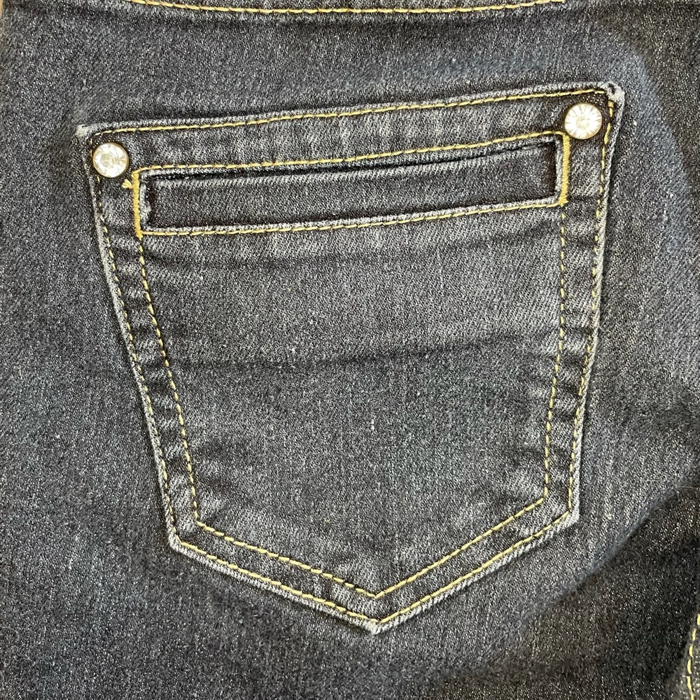 CP Jeans Indigo Rise Dark Wash Crystal Embellished Skinny Jeans - Picture 9 of 13